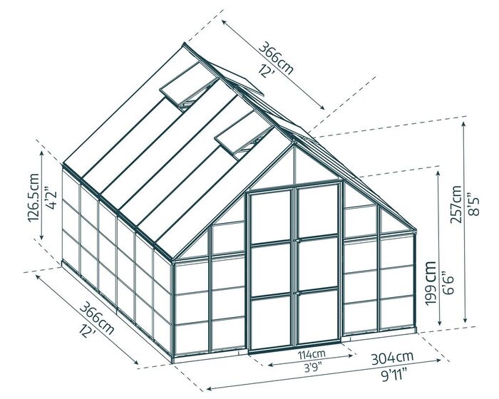 Växthus Balance 10,8 m² Silver Canopia by Palram
